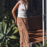 Striped Cotton Drawstring Harem Pants