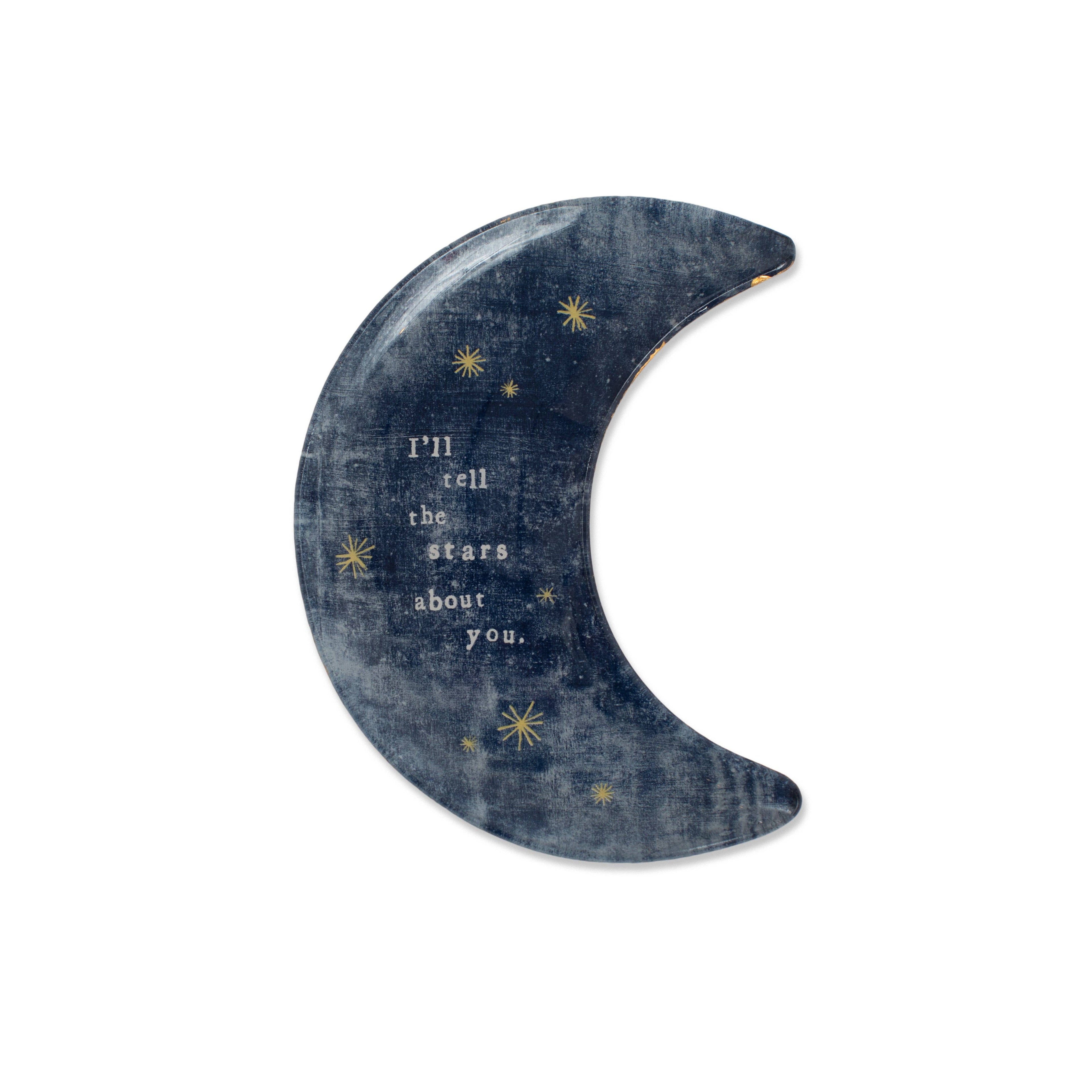"I'll Tell The Stars About You" Small Moon Decoupage Plate