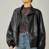 61652 Oversized Faux Leather Jacket