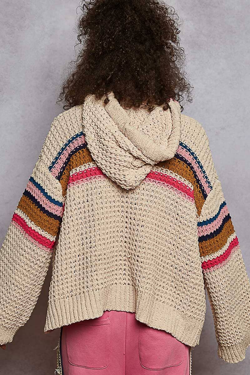 Striped Hoodie Cardigan