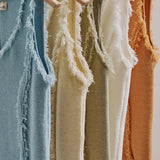 Frayed Trim Textured Knit Sleeveless Top