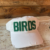 White Embroidered Birds Cap