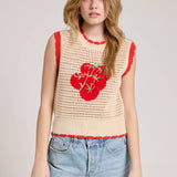 Sleeveless, Cream-Colored Knitted