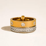 Greyson 18K Gold Non-Tarnish Two-Tone Crystal Band Ring