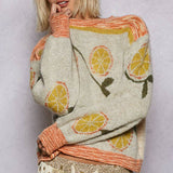 Orange Print Sweater