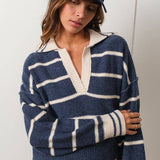 Marina Navy Blue V-Neck Pullover