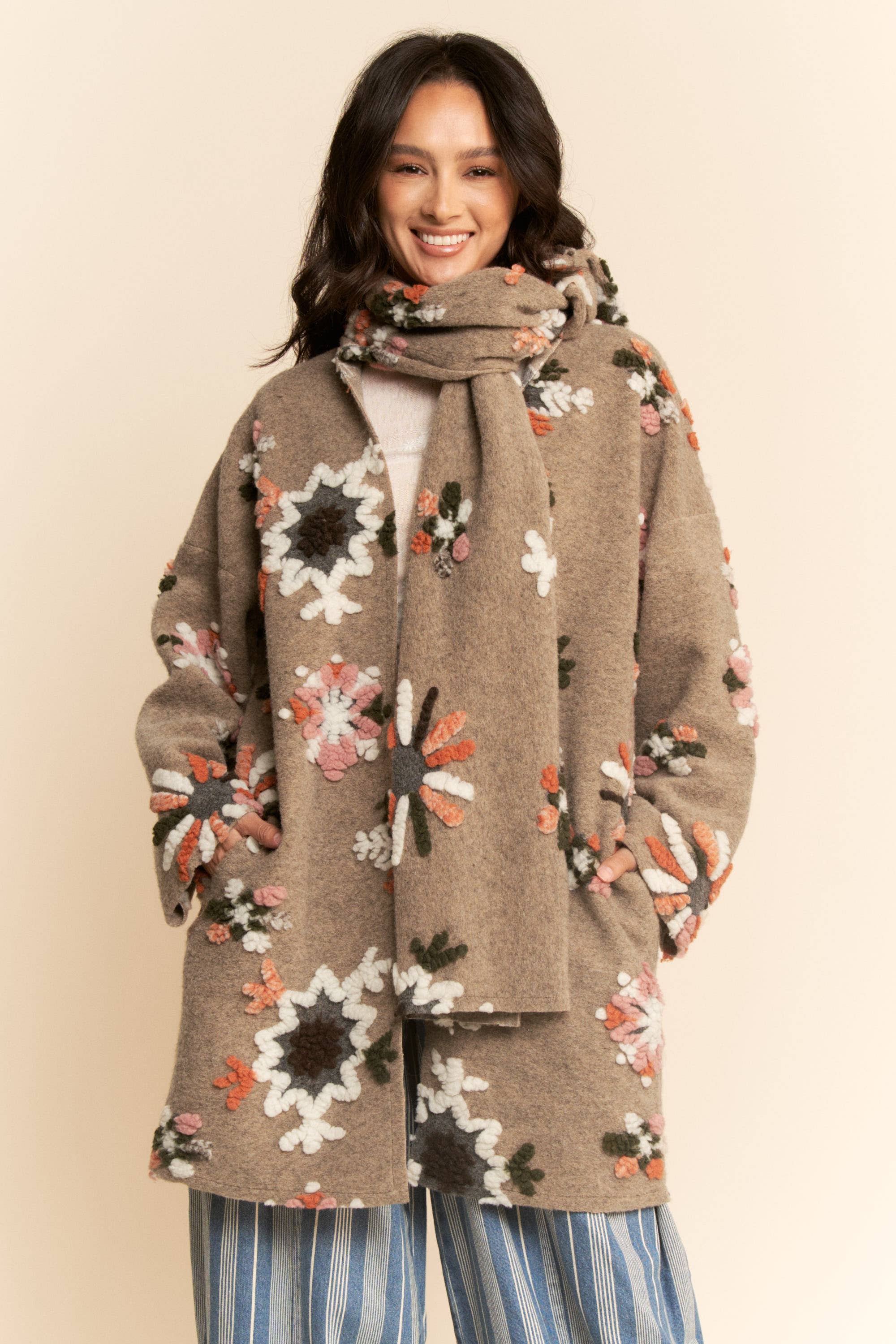 Chunky Embroidered Snow Cardigan