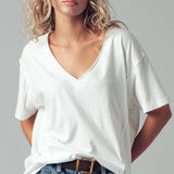 Vintage Wash V-Neck Cotton Tee
