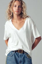 Vintage Wash V-Neck Cotton Tee