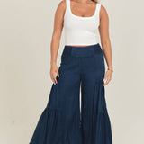 B3690-ASIS WIDE LEG PANTS WITH V YOKE WAIST BAND