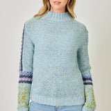 61313 Mock Neck Fair Isle Cuff Sweater