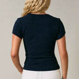 "AMERICAN CLASSIC" ROUND NECK CONTRAST DETAIL BABY TEE