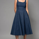 Denim A-Line Midi Dress