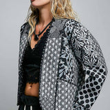 Lightweight Contrast Trim Quilted Kimono Jacket