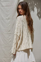 Cream Cable Knit Button Down Cardigan