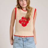 Sleeveless, Cream-Colored Knitted