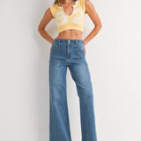 Patch Pocket Wide Leg Flare