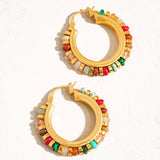 Capri 18K Gold Color Beaded Resort Hoop Earring