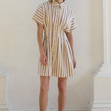 Stripe Dolman-Sleeve Button-Front Mini Dress - RD1361