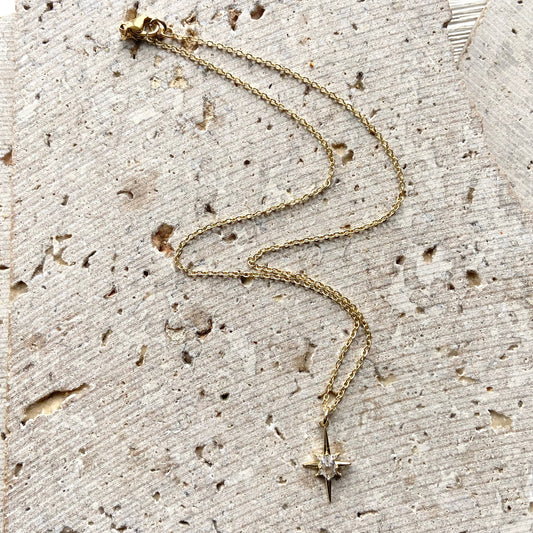 Simple Gold Starburst Necklace