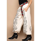 Floral Embroidered Twill Pants