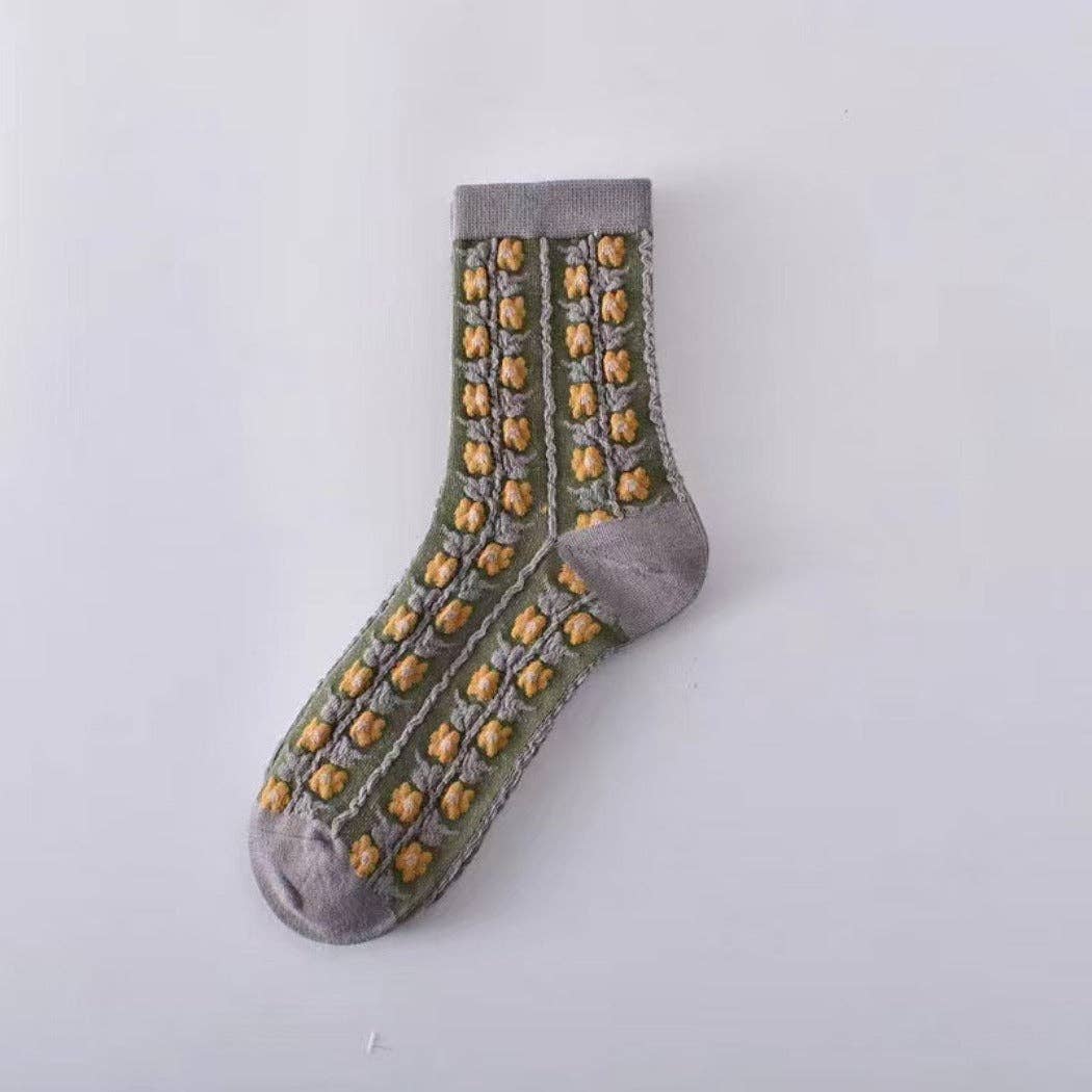 Floral Knit Socks