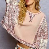 Floral Print Contrast Sweater