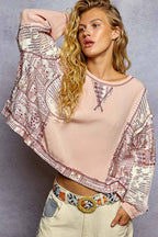Floral Print Contrast Sweater
