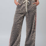 Leopard Print Heart Side Stripe Lounge Pants