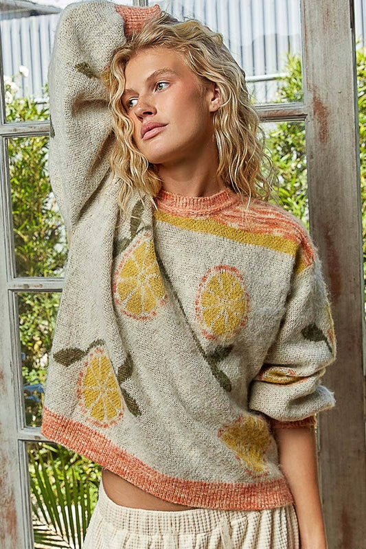 Orange Print Sweater