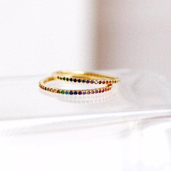 Single Band Rainbow Stone Ring