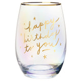 Gold Foil Stemless Wine Glass - Happy Birthday To You