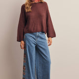 Floral Embroidered Wide Leg Jeans FP0026