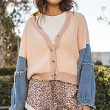 Ivory Contrast Knit Cardigan