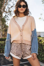 Ivory Contrast Knit Cardigan