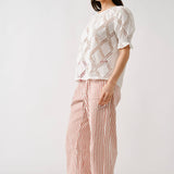 Lace Embroidered Short Sleeve Blouse