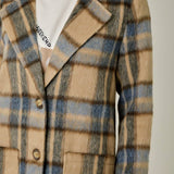 61594 Brushed Plaid Long Coat