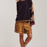 Raw Seam Star Patch Slouchy Knit Top
