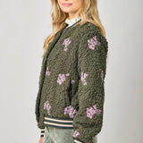 Embroidery Teddy Fur Jacket