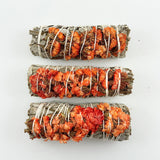 Orange Floral + White Sage Fall Smudge Wand