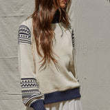 Navy & Off-White Turtleneck Pullover