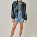 61652 Oversized Faux Leather Jacket