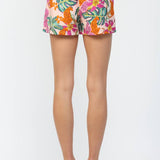 LOOSE FIT CONTRAST ELASTIC WAISTBAND SHORTS WITH SIDE POCKET