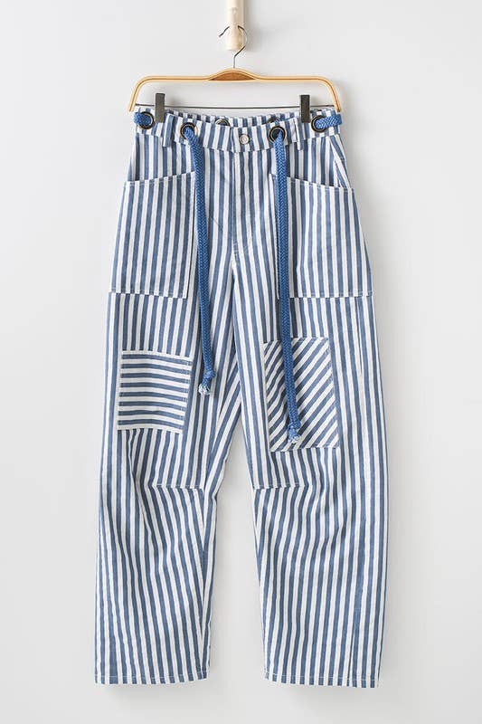 Railroad Striped Patch Pocket Spring Utility Pants
