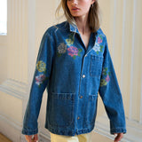 Floral Embroidered Denim Jacket - RJ1130