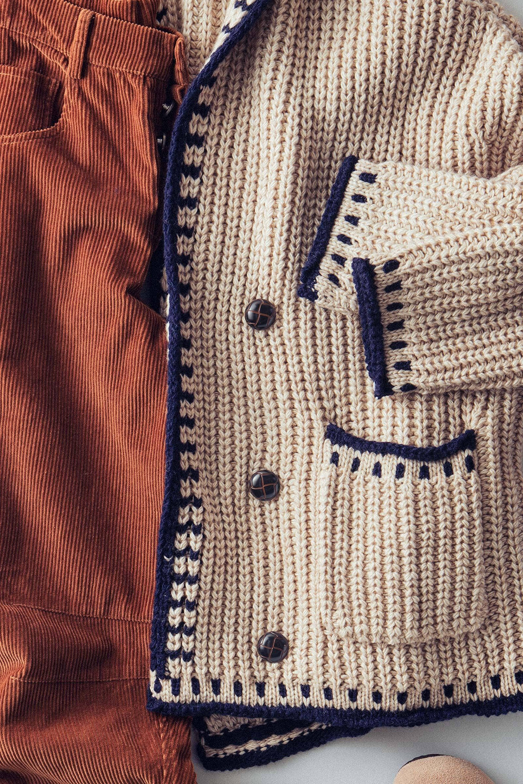Chunky Knit Oversized Contrast Cardigan