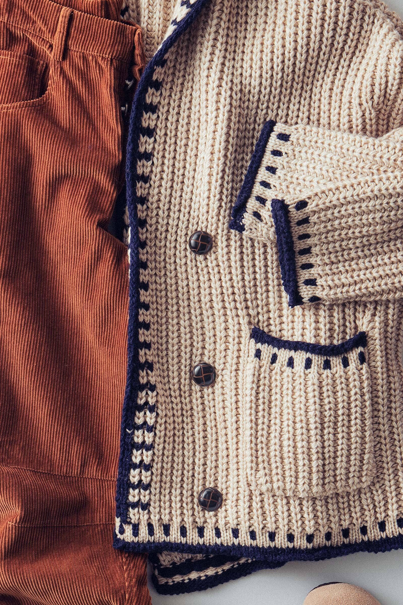 Chunky Knit Oversized Contrast Cardigan