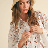 Floral Eyelet Pattern Shirt