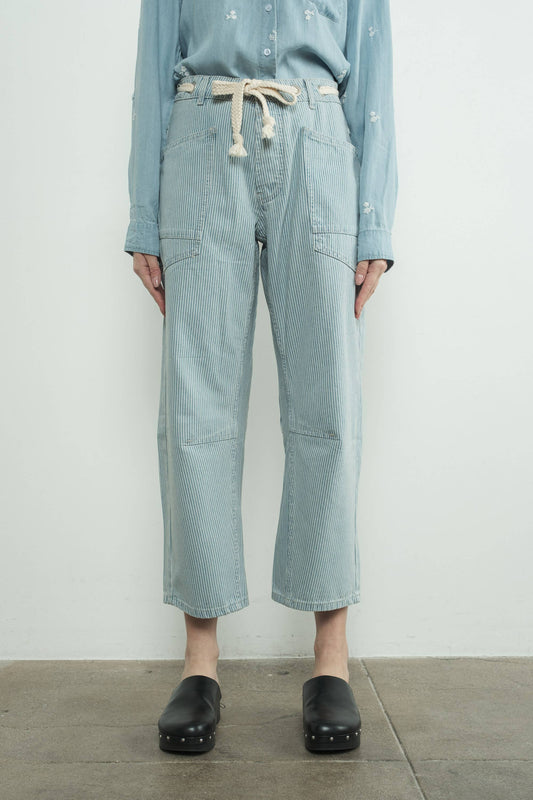 Barrel Denim Pants w/ Drawstring Waist