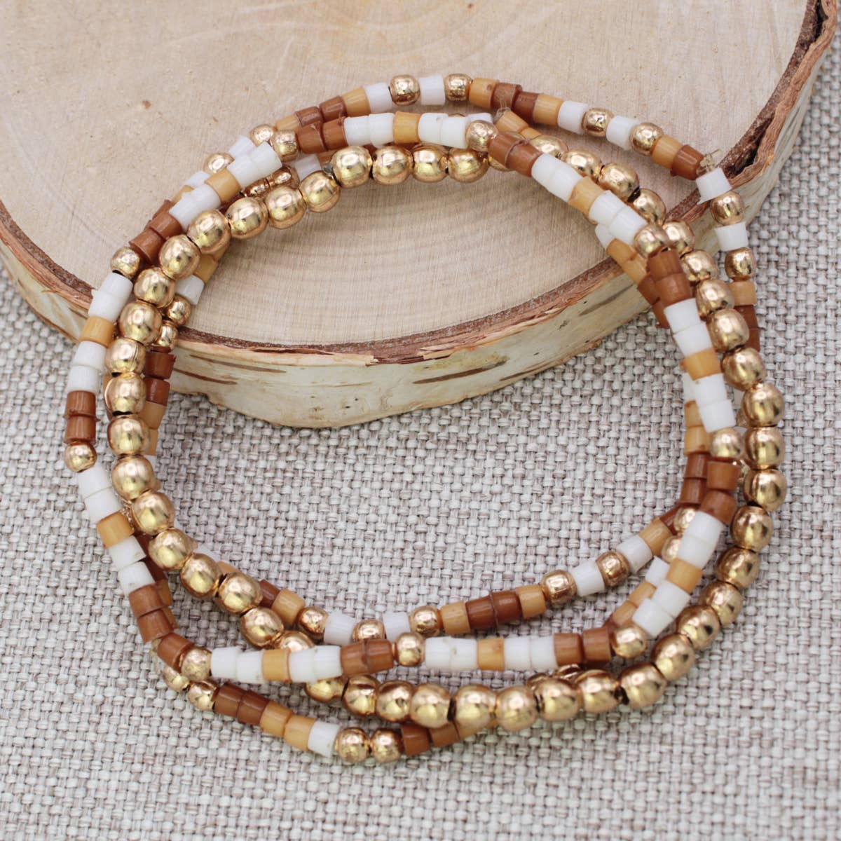 Sandy Shores Gold Bead Bracelet Set